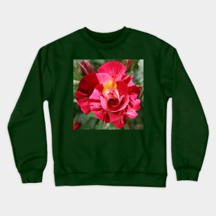 Pink Rose Blossom with green Leaves Crewneck Sweatshirt